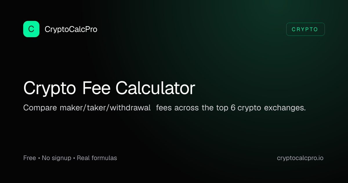 Crypto Fee Calculator — Exchange Trading Cost Estimator (2026 ...